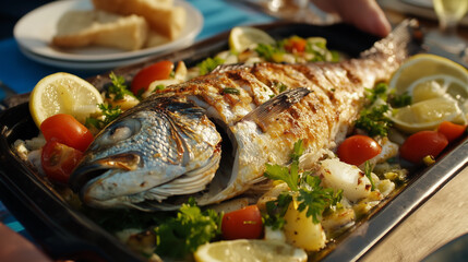 Wall Mural - Amateur Reddit-Style Photo of Mediterranean Baked Fish