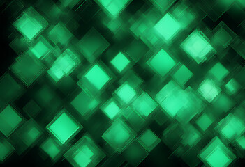 Wall Mural - bokeh digital 3d art rendering square green background black fantasy texture fractal abstract burst 
