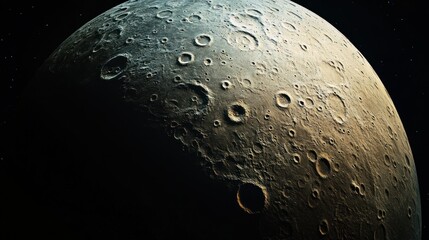 Wall Mural - Cratered moon surface, space exploration, cosmic background, science fiction art