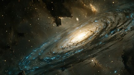Wall Mural - Spiral galaxy swirling, cosmic dust, deep space, background stars, science fiction