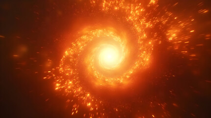 Wall Mural - Fiery Galaxy Spiral: Stunning Space Art of a Bright Orange Cosmic Swirl - Abstract Universe Illustration, Sci-Fi Background, Celestial Phenomenon Image