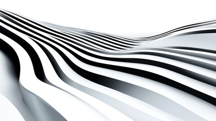 Sticker - Abstract monochrome wave background, 3D render, design element