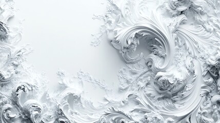 Wall Mural - Abstract White Swirling Floral Design Background