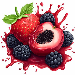 Wall Mural - Juicy Berries and Peach Splash