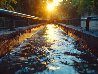 Poster - Sunset Canal Water Flow Irrigation