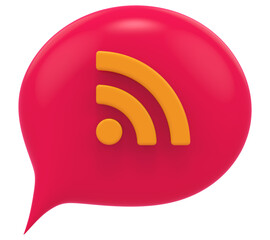 Poster - 3d chat balloon Rss or feed social media notification isolated transparent background 3D rendering