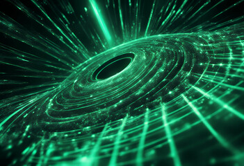 Poster - information energy glowing graphics three halftone green element black lines concept abstract dimensional fractal colors series composition effects background corner nature bio eco abstraction