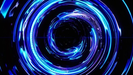 Poster - Hypnotic abstract design featuring swirling blue lights creating a vortex effect. The dynamic motion evokes a sense of energy and movement, perfect for futuristic or sci-fi themes