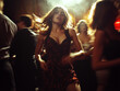 © midl - Elegant woman dancing energetically in a vintage-inspired nightclub