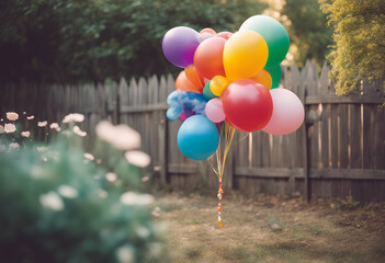 Wall Mural - colorful decoration balloon backyard background birthday celebrate celebration cheerful children childhood flocked colours colourful cute decorative festive freedom fun happiness happy holiday joy