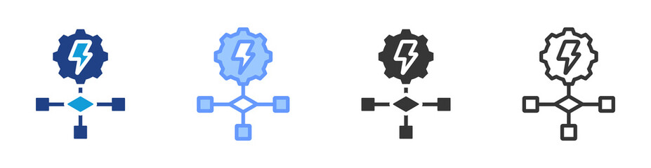 Poster - Energy aware algorithm icon set multiple style collection