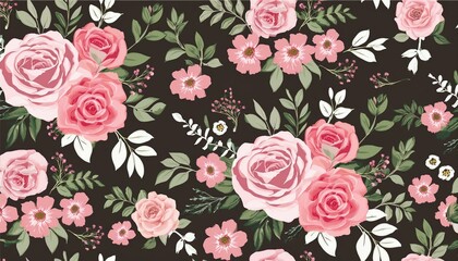  Beautiful rose flower pattern , little floral bouquet vintage for fashion. Generated image