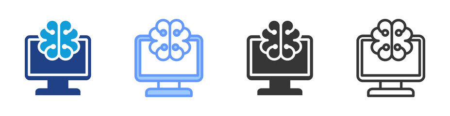 Poster - Brain Computer Interface icon set multiple style collection