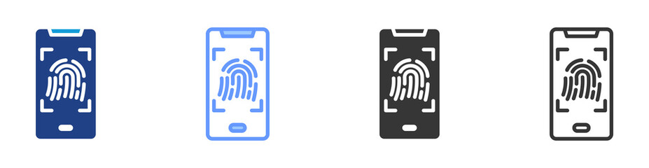 Aufkleber - Biometric Sensor icon set multiple style collection
