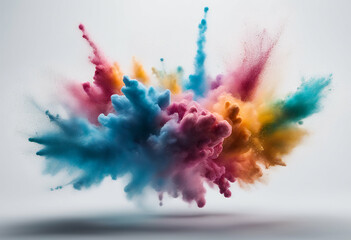 Wall Mural - powder color background white explosion festive colours holi explode burst splash vector hindu red s