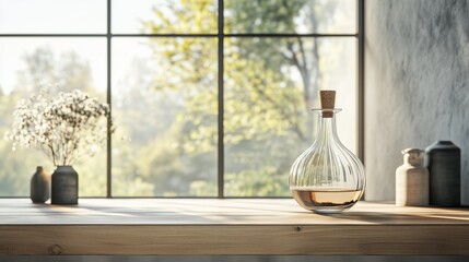 Wall Mural - A glass bottle under the sunshine