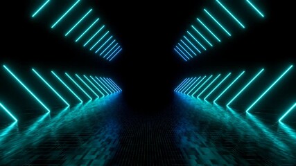 Sticker - 3d loop animation, abstract futuristic background with colorful glowing neon lights, 4k seamless