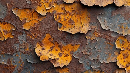 Aufkleber - Intricate patterns of rust and peeling paint create a visually captivating texture on a weathered concrete surface, ideal for vintage backgrounds and artistic projects