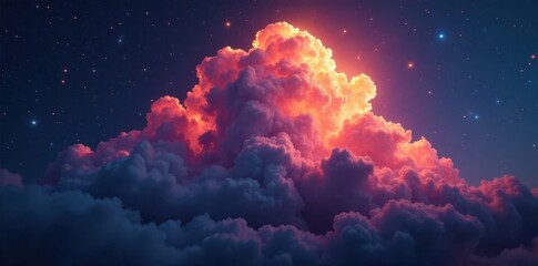 Wall Mural - Cosmic cloud, fiery colors, glittering stars, dark void , exploration, vast