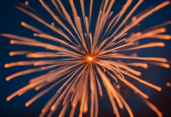Wall Mural - background fireworks blue orange celebration night fire explosion light holiday sky festival pyrotec