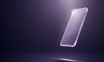 Poster - A sleek, modern smartphone case floats against a dark background, illuminated by soft light, showcasing its design and transparency.