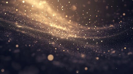 Fototapete - A mesmerizing abstract display of shimmering particles in golden hues, evoking a sense of depth and cosmic wonder.