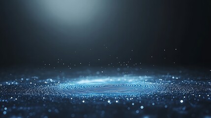 Leinwandbilder - Illuminated blue particles create a swirling pattern against a dark background.