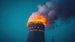 © mlangsen - Cooling tower emitting steam at dusk. Energy production, environmental impact