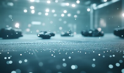 Leinwandbilder - Abstract image with a blurred foreground and sparkling particles, creating a dreamy atmosphere.