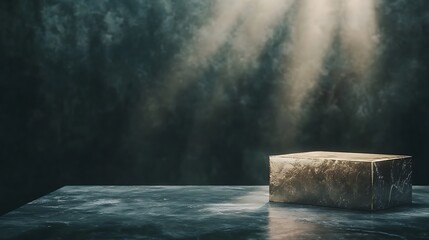 Poster - A solitary block illuminated by soft light against a dark background, creating a moody atmosphere.