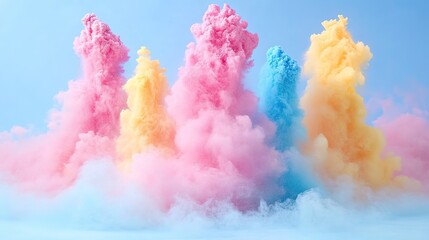 Poster - Vibrant colorful powder explosion outdoor setting artistic photography bright atmosphere dynamic perspective creative concept