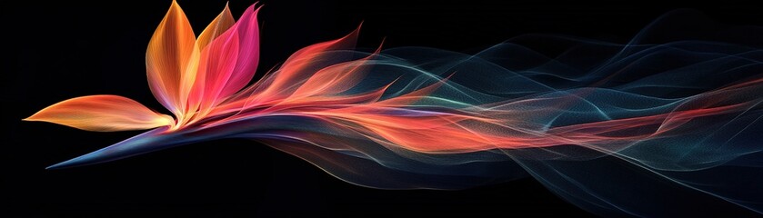 Poster - Dynamic abstract art flowing in vivid colors digital artwork modern environment minimalist viewpoint