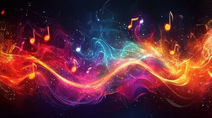 Poster - Colorful sound waves dancing through the night sky digital art abstract vibrant ethereal atmosphere
