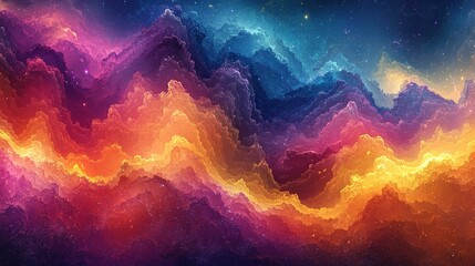 Poster - Vibrant cosmic swirls abstract art digital design colorful universe aesthetic view space inspiration