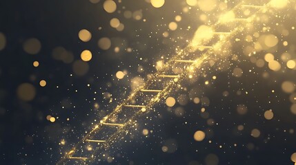 Leinwandbilder - Shimmering golden particles create an ethereal, dreamlike atmosphere with a ladder motif.
