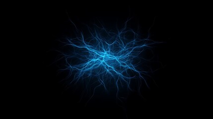 Leinwandbilder - Vibrant blue abstract pattern resembling electric energy on a dark background.