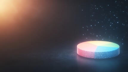 Poster - 3D pie chart with glowing segments against a dark background, radiating a futuristic vibe.