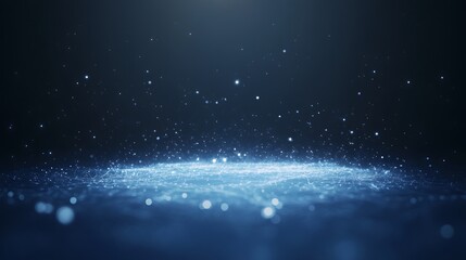 Fototapete - Illuminated particles create a shimmering effect against a dark background, resembling a mystical atmosphere.