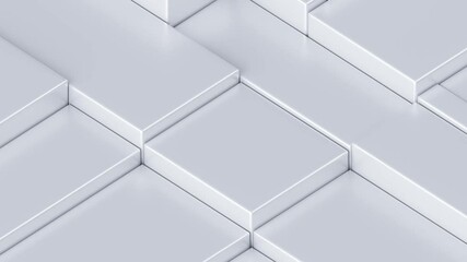 Fototapete - White minimal abstract background. Simple geometric animation for corporate concept. 3d render motion texture. Clean neutral copy space template. Seamless loop.