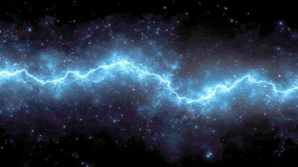 Wall Mural - cosmic lightning: a mesmerizing display of blue plasma energy against a backdrop of distant stars an