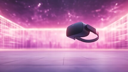 Poster - Futuristic VR gaming setup featuring sleek glowing elements in a modern design.