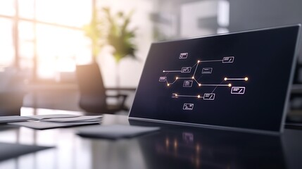 Fototapete - A digital marketing mind map illustrating futuristic concepts and strategies.