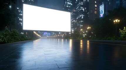 Poster - A vibrant digital advertisement billboard in a cyberpunk style, showcasing futuristic design elements.