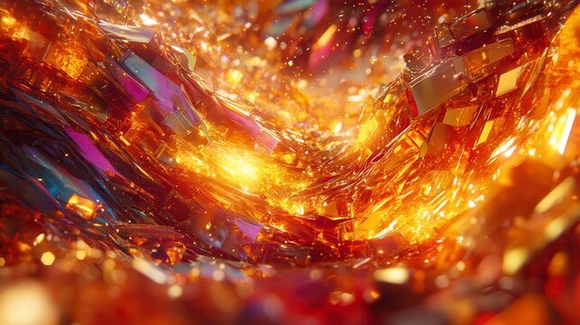 Abstract Swirling Gold and Purple Digital Art with Dynamic Lighting