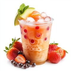 Wall Mural - Strawberry Melon Boba Tea 