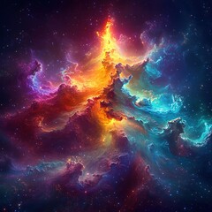 Poster - Cosmic explosion of color outer space digital artwork nebula abstract vastness