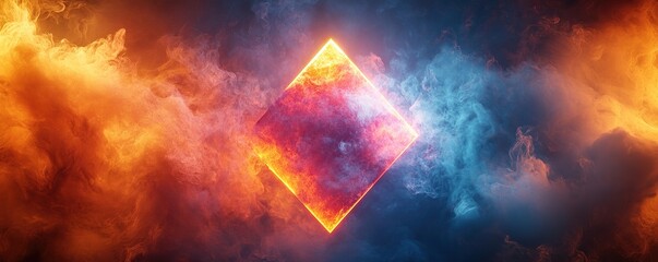 Poster - Dynamic fire and ice visuals abstract setting digital art post-processing techniques color contrast high-impact design