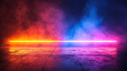 Poster - Dynamic neon light display urban environment digital art colorful atmosphere low angle view creative concept