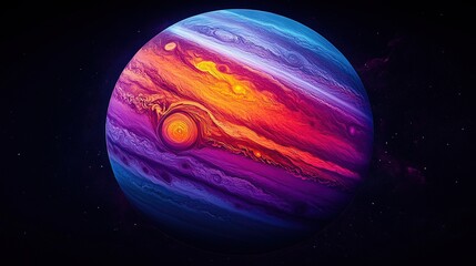 Wall Mural - vibrant gas giant jupiter outer space digital art cosmic environment wide angle astrophysics concept