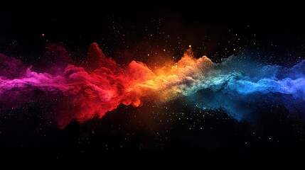 Poster - Dynamic color explosion abstract art digital creation vibrant background wide perspective visual concept